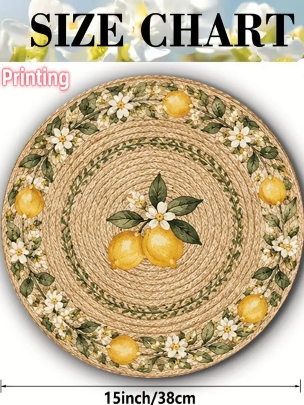 Lemon Blossom Round Placemats - Set of 4 (Yellow)